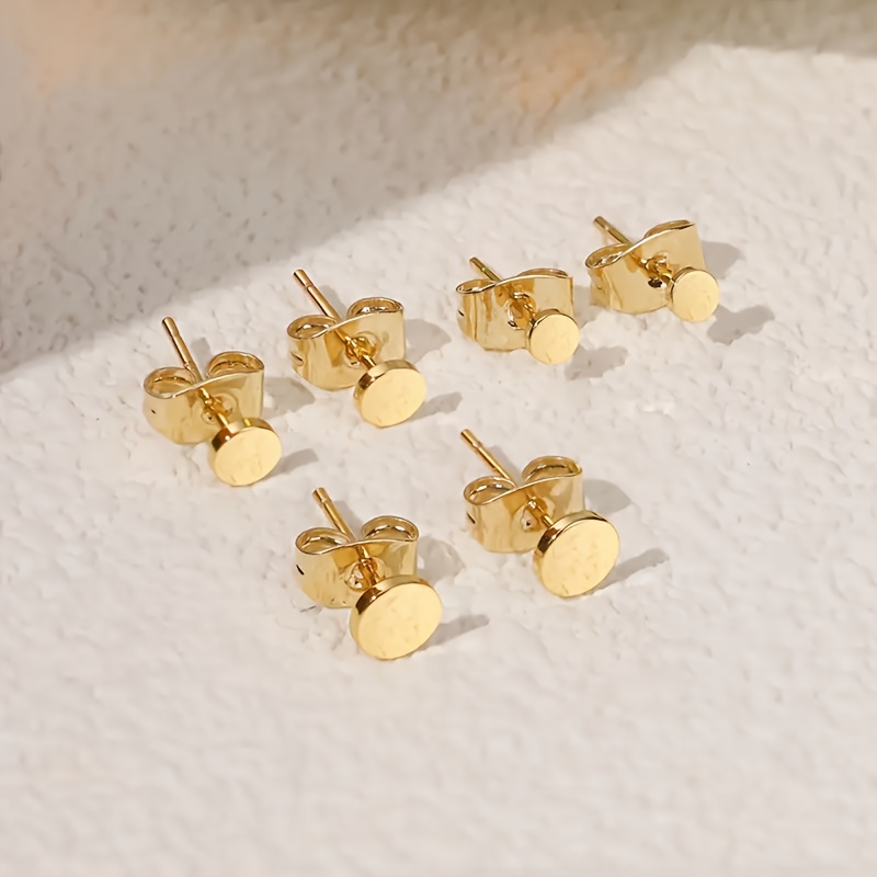6pcs Set of 304 Stainless Steel Small Stud Earrings — Hypoallergenic